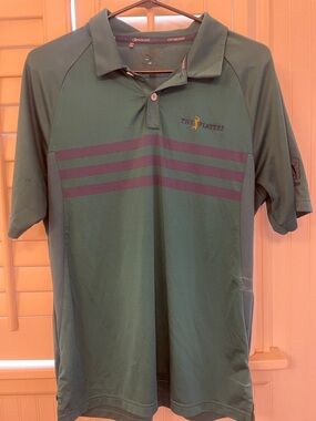 The players golf shirt adidas Green Polo with Maroon Stripes